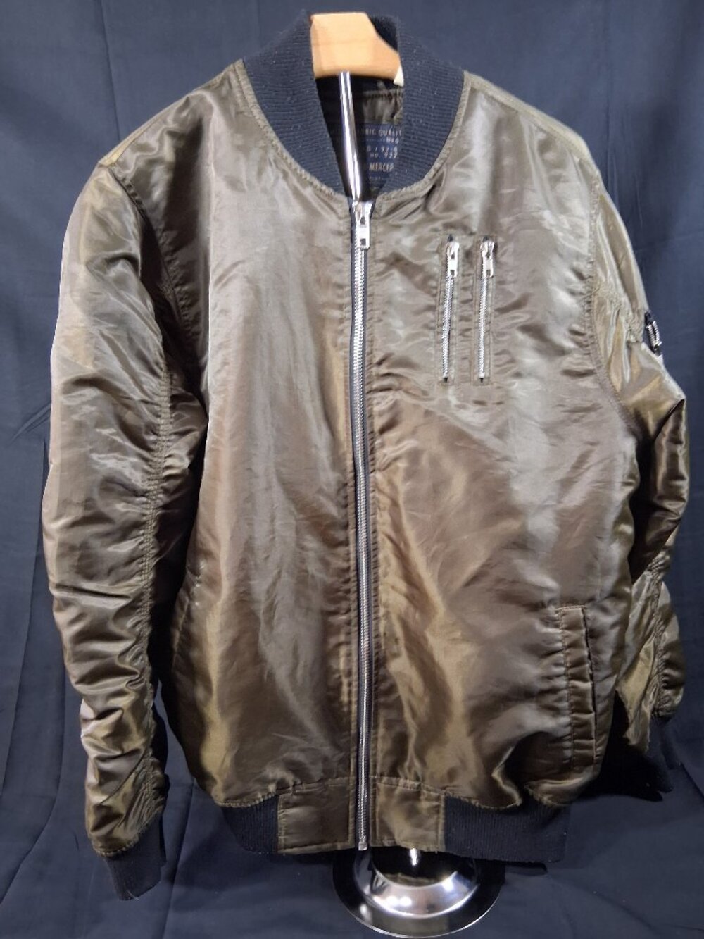 Bleecker & Mercer MA-1 Bomber Flight Jacket Olive Green Men's Large